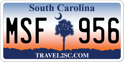 SC license plate MSF956