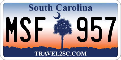 SC license plate MSF957