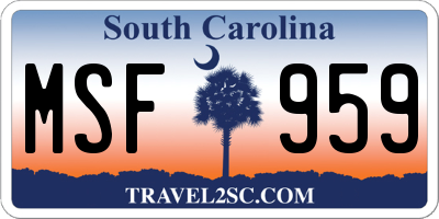 SC license plate MSF959