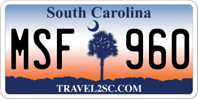 SC license plate MSF960