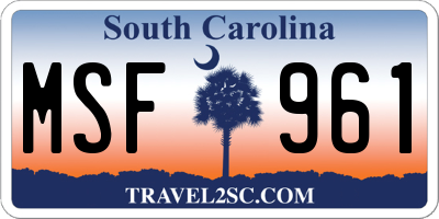 SC license plate MSF961