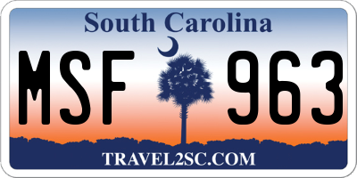 SC license plate MSF963