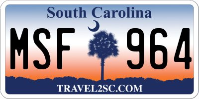 SC license plate MSF964