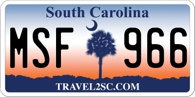 SC license plate MSF966