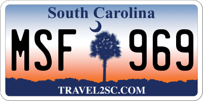 SC license plate MSF969