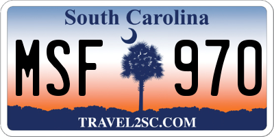 SC license plate MSF970