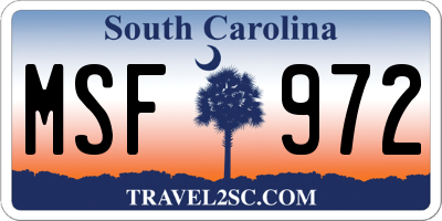 SC license plate MSF972