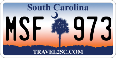 SC license plate MSF973
