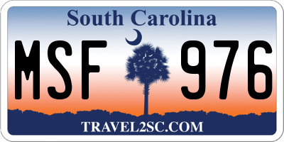 SC license plate MSF976