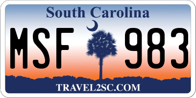SC license plate MSF983