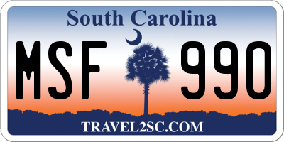 SC license plate MSF990