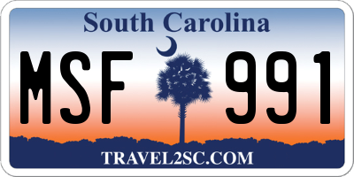 SC license plate MSF991