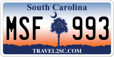 SC license plate MSF993