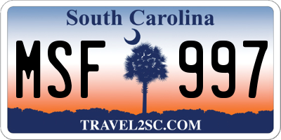SC license plate MSF997