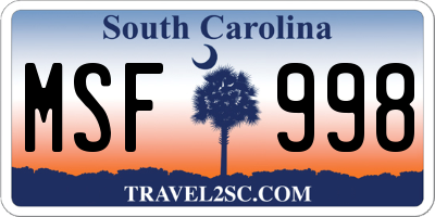 SC license plate MSF998