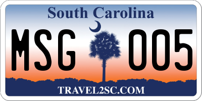 SC license plate MSG005