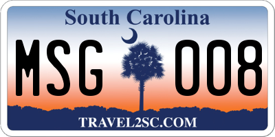SC license plate MSG008