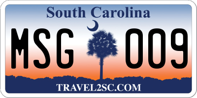 SC license plate MSG009