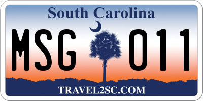 SC license plate MSG011