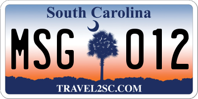 SC license plate MSG012