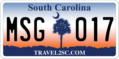 SC license plate MSG017