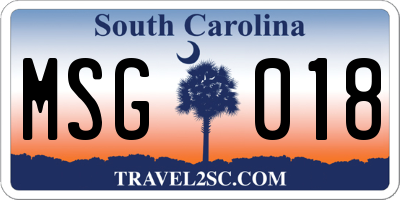 SC license plate MSG018
