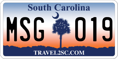 SC license plate MSG019