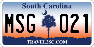 SC license plate MSG021