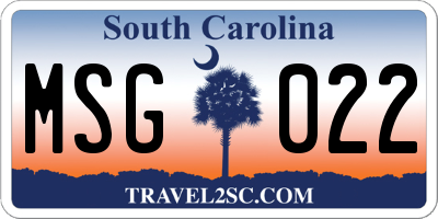 SC license plate MSG022