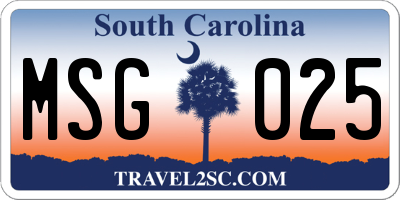 SC license plate MSG025