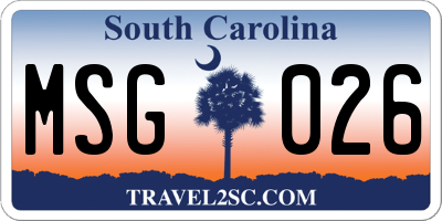 SC license plate MSG026