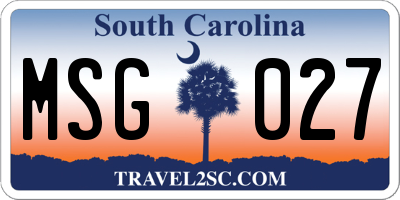 SC license plate MSG027