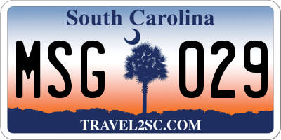SC license plate MSG029