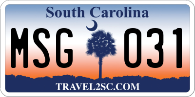 SC license plate MSG031