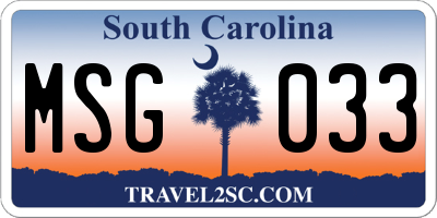 SC license plate MSG033