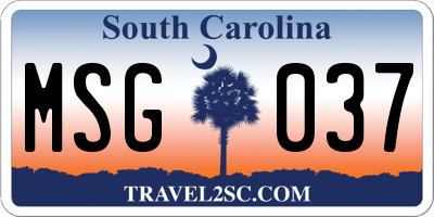 SC license plate MSG037