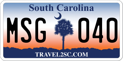 SC license plate MSG040