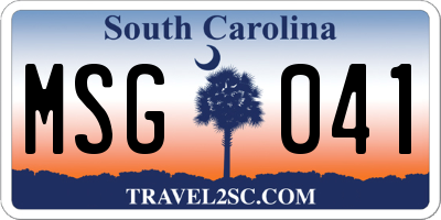 SC license plate MSG041