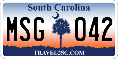 SC license plate MSG042