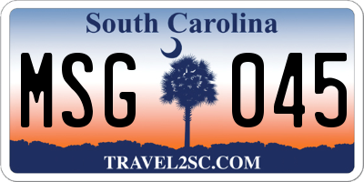 SC license plate MSG045