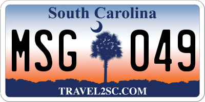 SC license plate MSG049