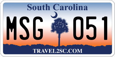 SC license plate MSG051