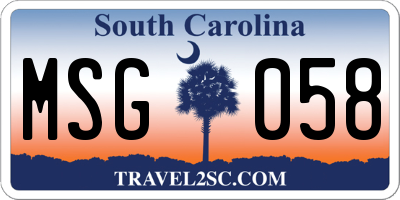 SC license plate MSG058