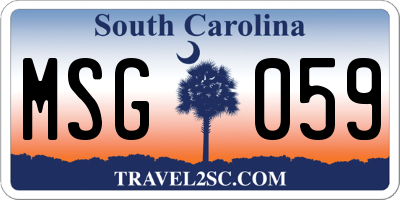 SC license plate MSG059