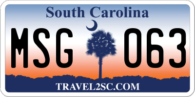 SC license plate MSG063