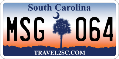 SC license plate MSG064