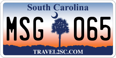 SC license plate MSG065
