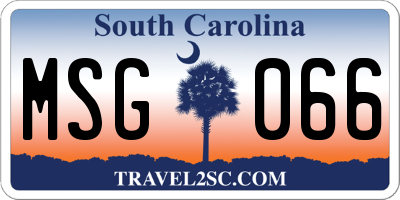SC license plate MSG066