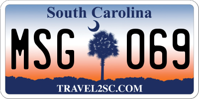 SC license plate MSG069