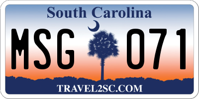 SC license plate MSG071